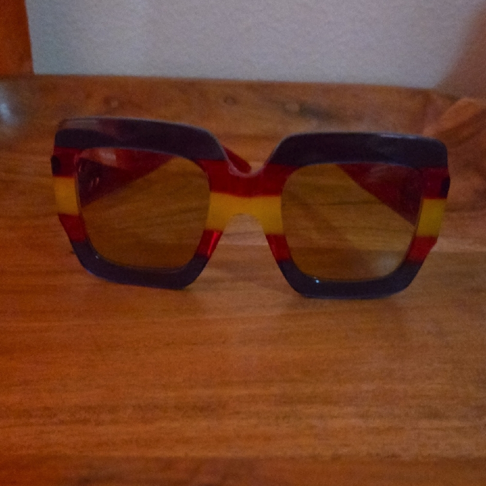 Gucci Red and Yellow Striped Sunglasses